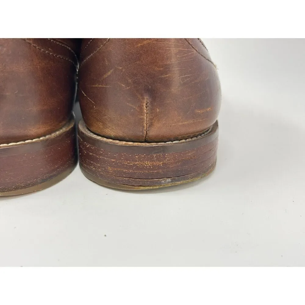 J. Shoes Monarch Brown Leather Lace-Up Plain Toe Shoes Chukka Boots Men's US 9.5